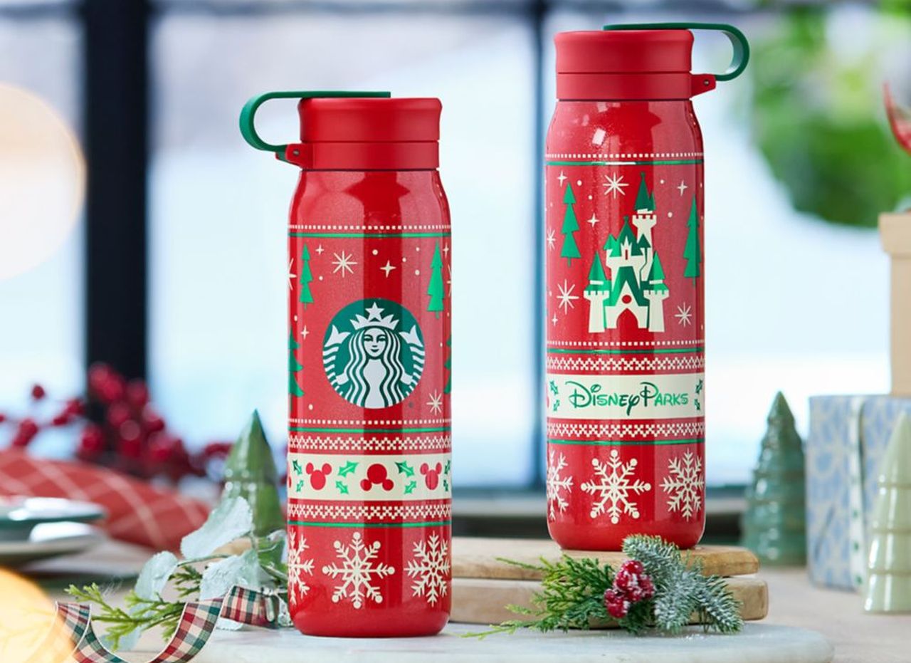 Disney Parks Holiday Fair Isle 20 oz. Stainless Steel Starbucks Water Bottle