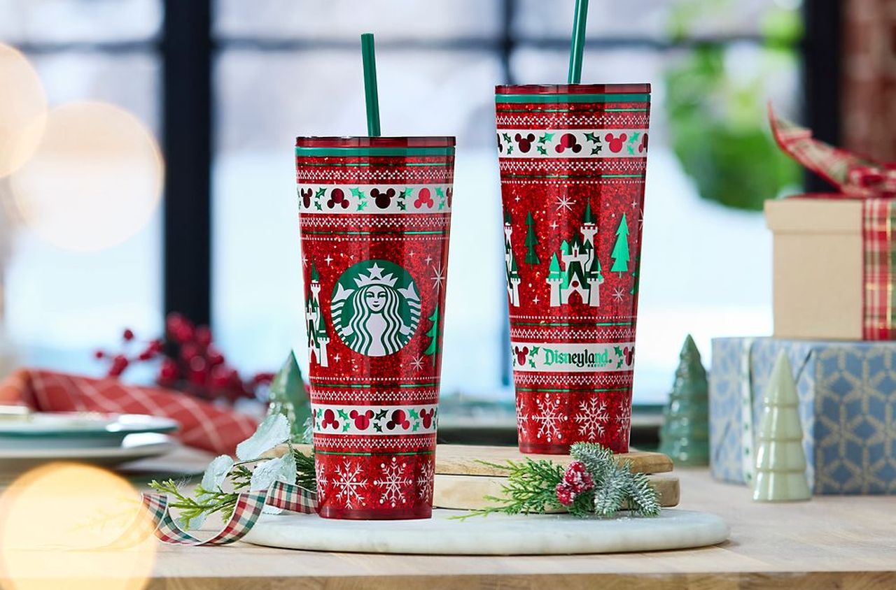 Disneyland Holiday Fair Isle 24 oz. Starbucks Travel Tumbler with Straw
