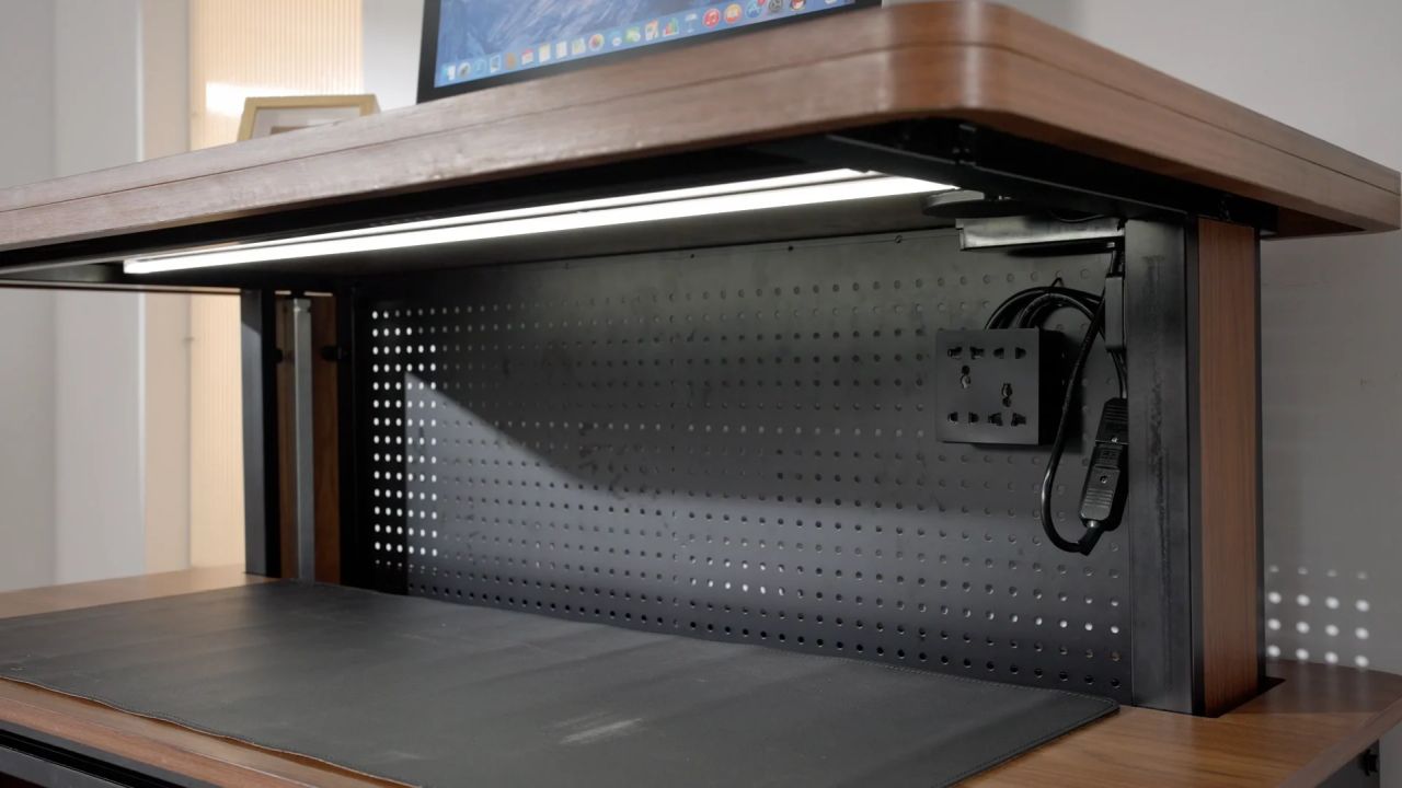 Domitree ALT Adjustable Desk has Hidden Storage, Modular Accessories, Power and Lighting