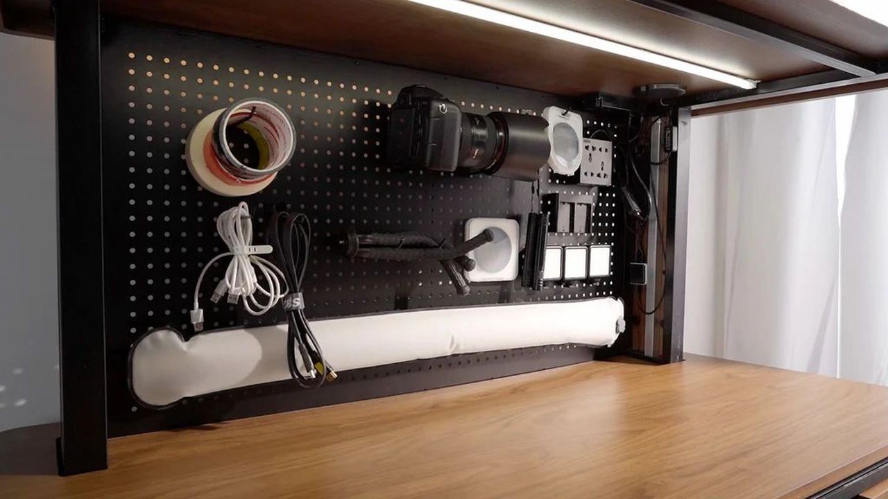 Domitree ALT Adjustable Desk has Hidden Storage, Modular Accessories, Power and Lighting