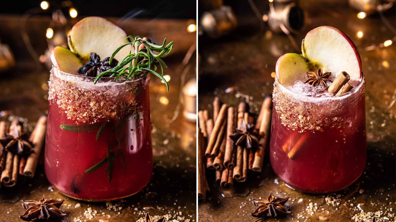 Festive Thanksgiving Cocktails - Fireside Cranberry Cider Margarita