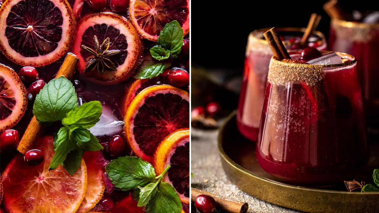 Festive Thanksgiving Cocktails - Spiced Cranberry Punch