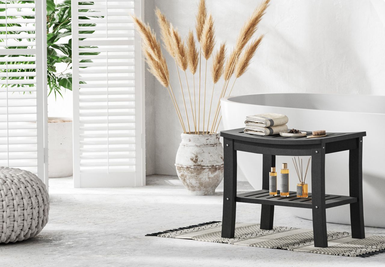 GarveeHome Shower Bench with Storage Shelf