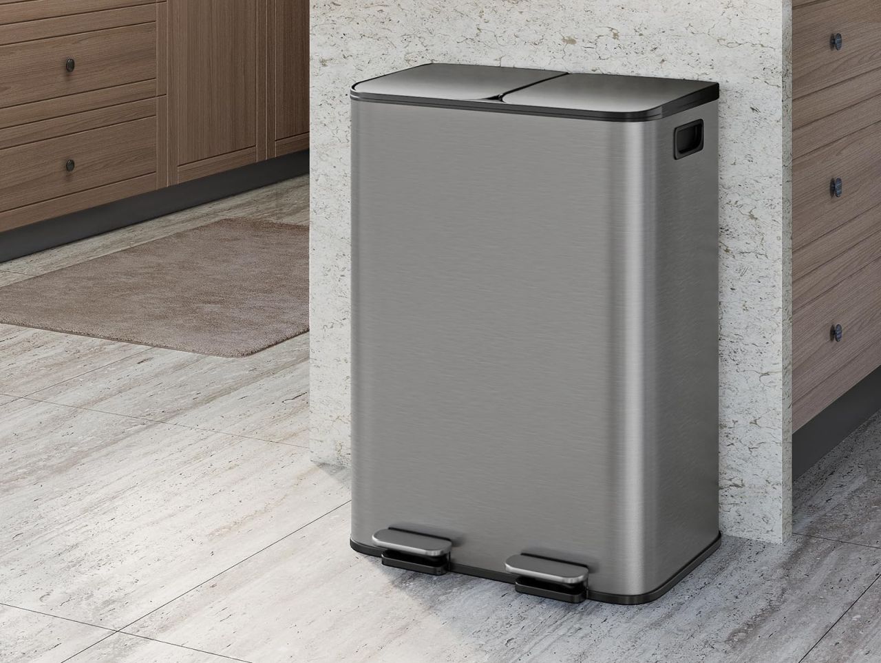 GarveeHome Stainless Steel Double Trash Can With Lid