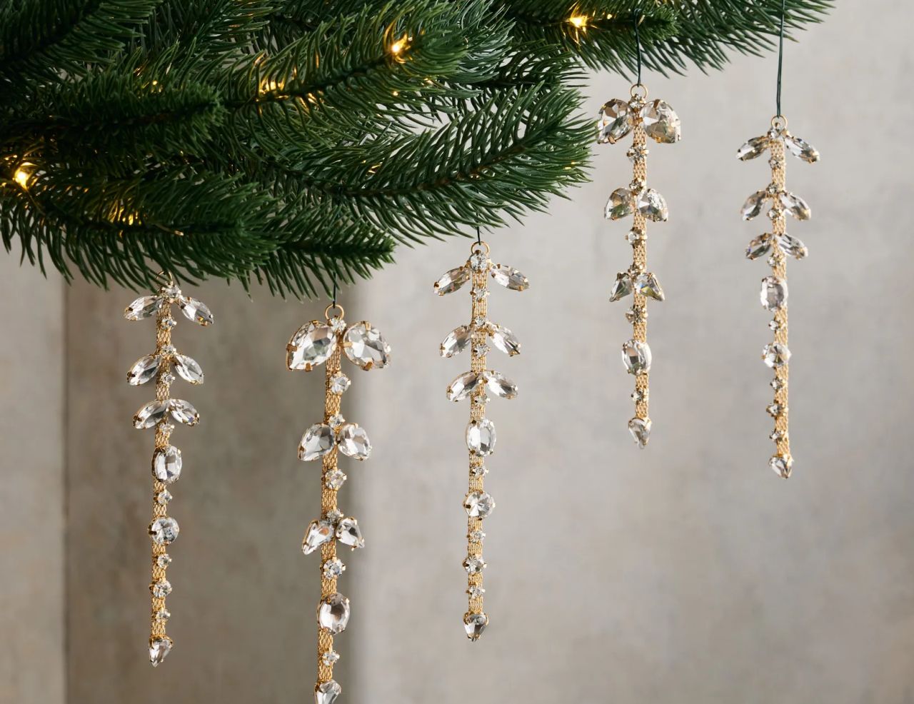 Gold Drop Rhinestone Ornament Collection