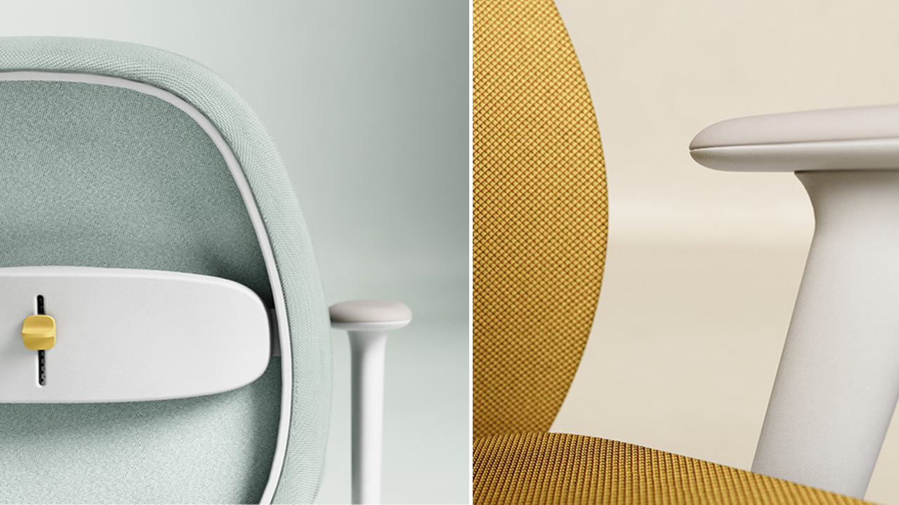 The Infinity Chair features modular lumbar support and comfy fabric