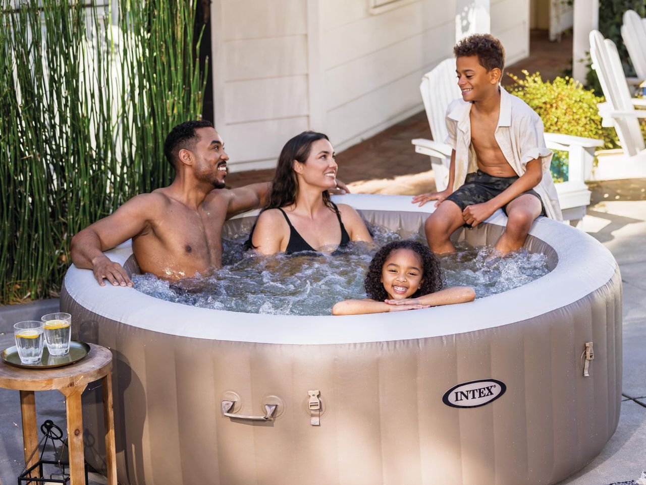 Intex PureSpa Sahara Tan 4‑Person Inflatable Hot Tub