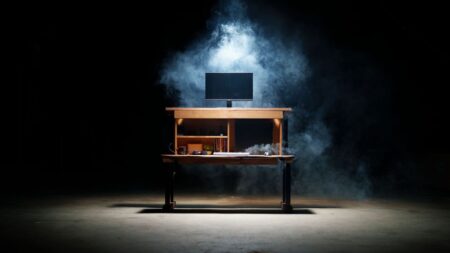 KIDO Desk Makes Standing Work Setup Breezy With Split-Top and Storage Shelves KIDO Standing Desk With Split-Top Design Reveals Storage When Rear Top is Lifted Up