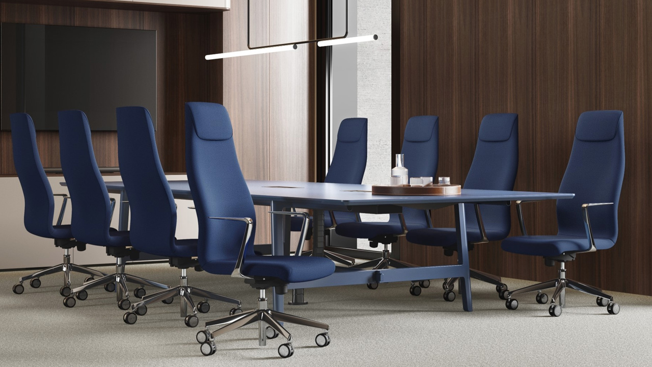The distinct single-shell upholstery of Koama executive chair