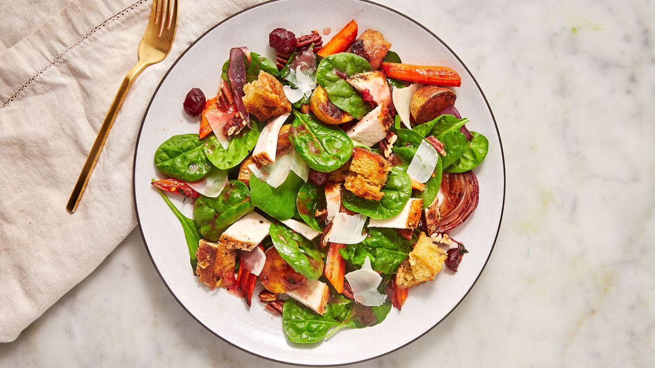 Leftovers mixed with herbs and greens