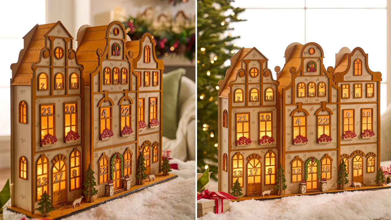 Lit Wooden Christmas Advent Calendar