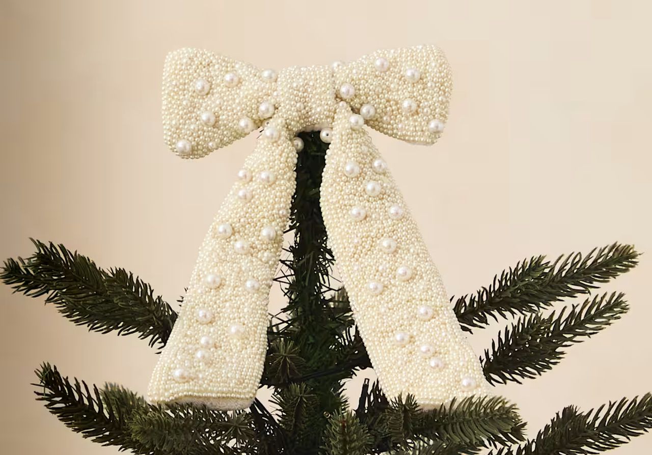 Marks & Spencer Christmas Collection - Pearl Beaded Bow Tree Topper