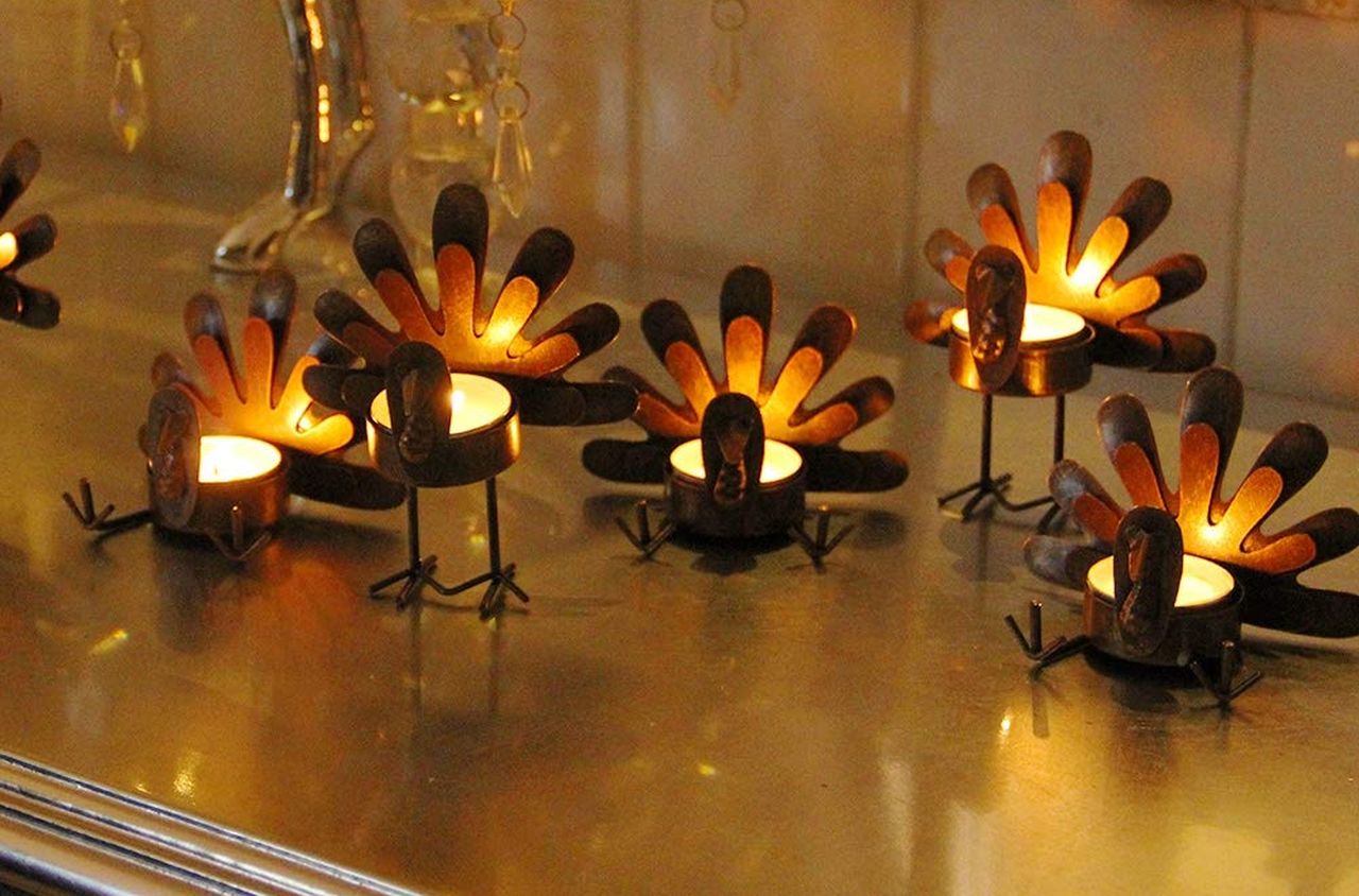 Metal Turkey Tea Light Candle Holders
