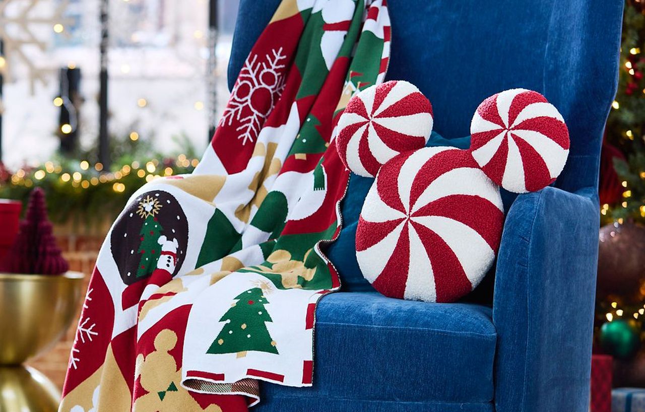 Mickey Mouse Icon Peppermint Swirl Throw Pillow