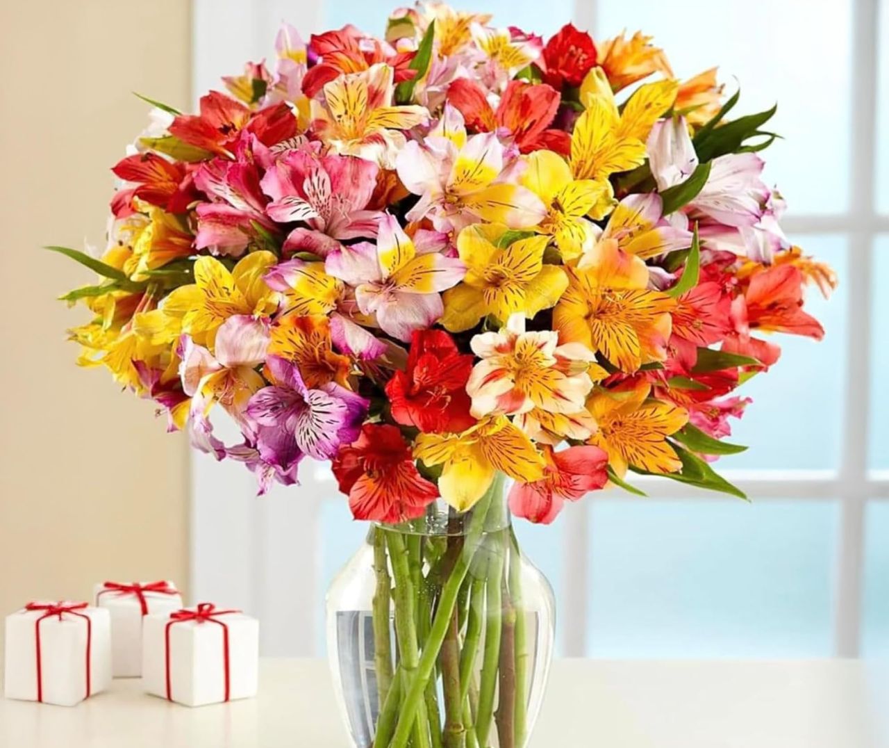Multicolored Alstroemeria Bouquet Flowers