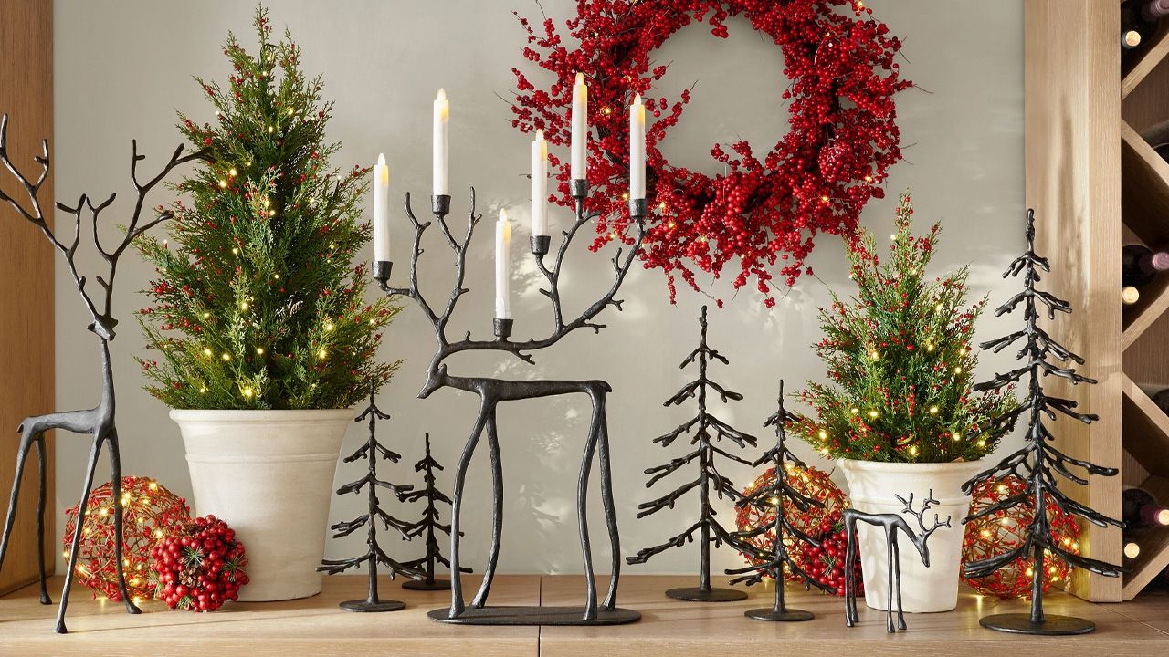 Pottery Barn Christmas Collection 2025 - Faux Lit Cedar Berry Pine Tree