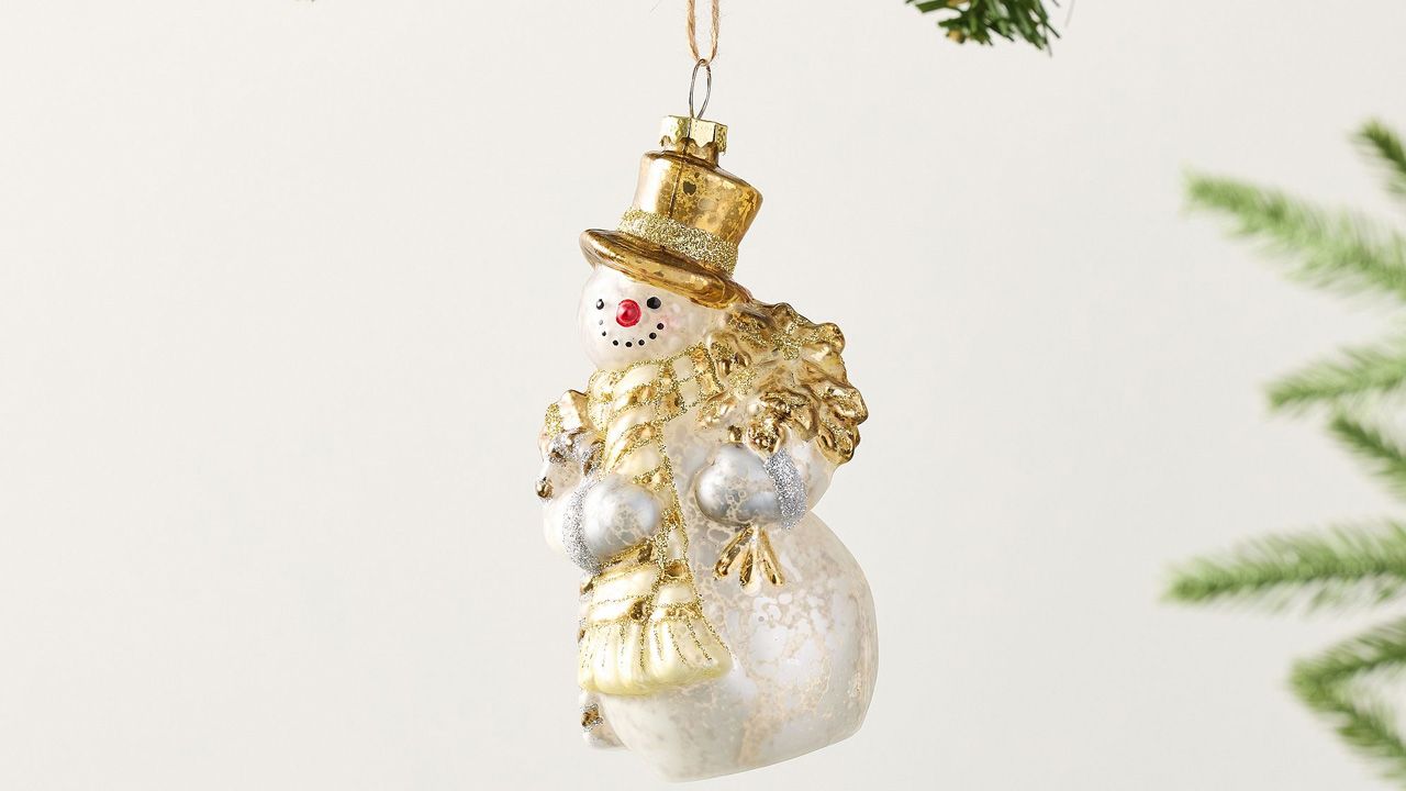 Pottery Barn Christmas Collection 2025 - Gold Snowman Ornament