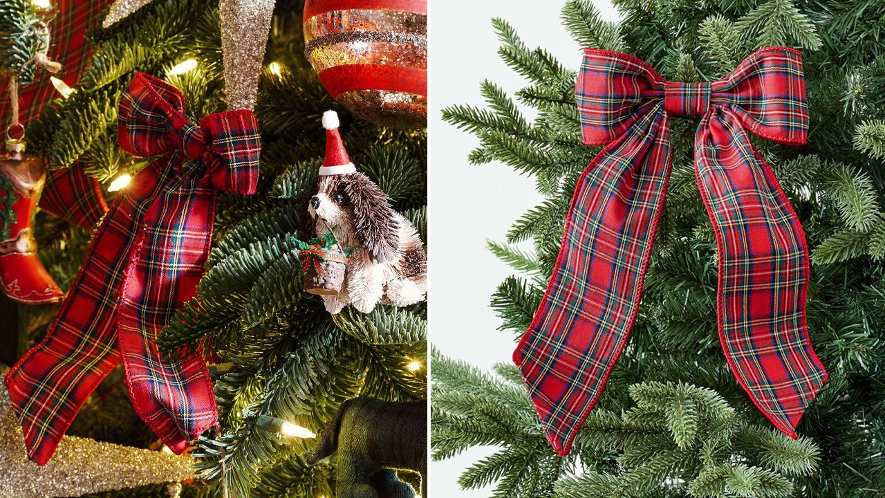 Pottery Barn Christmas Collection 2025 - Plaid Bow Clip