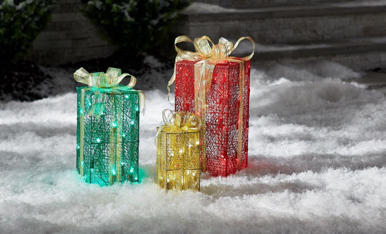 Pre-Strung White Mini Lights Sisal Gift Boxes