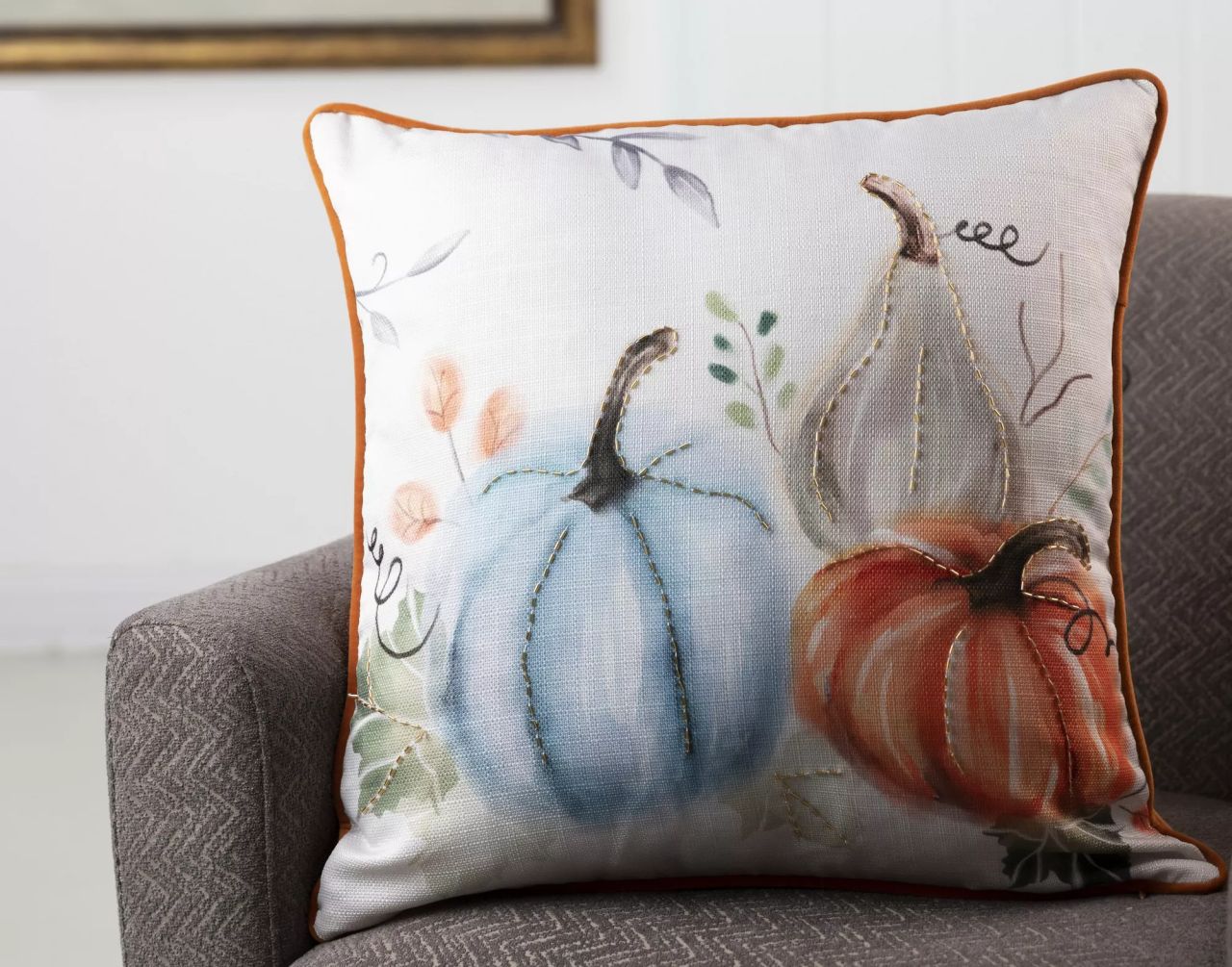 QVC Fall Decor - Glitzhome Fall Faux Burlap Pumpkin Decorative Pillow Cover