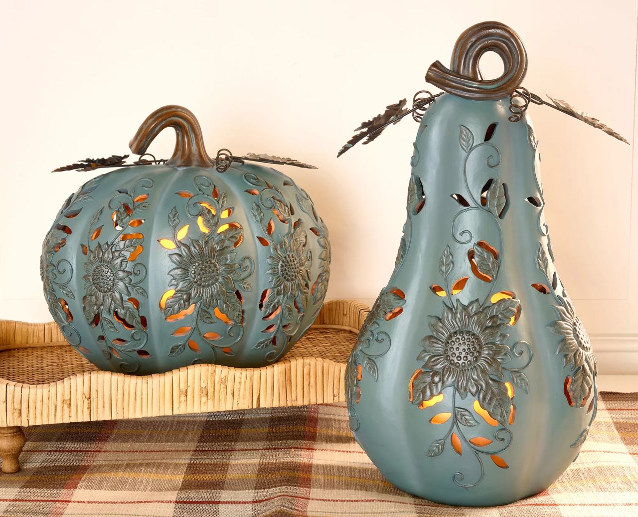 QVC Fall Decor - Lit Pumpkin And Gourd by Valerie