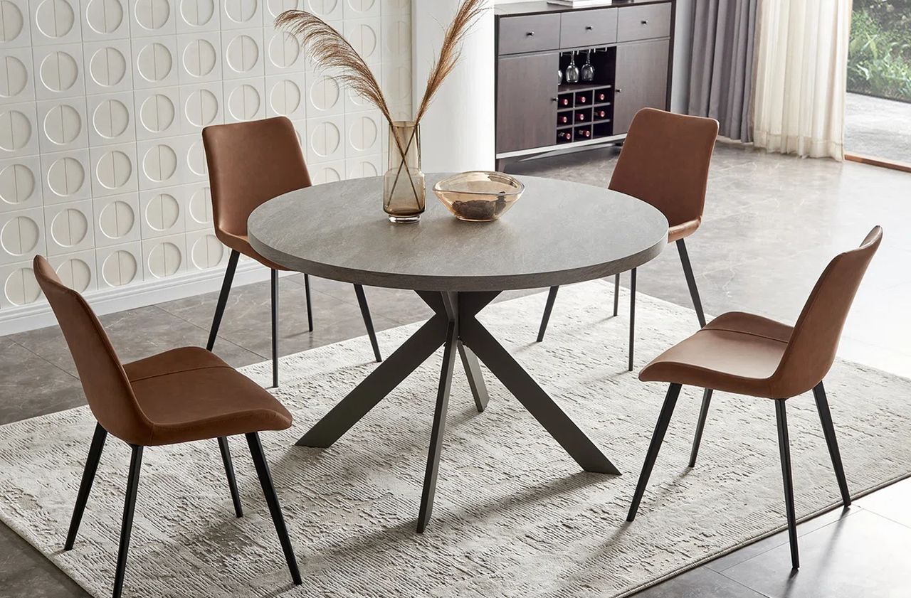 Round Dining Table Set With Upholstered Dining Chair