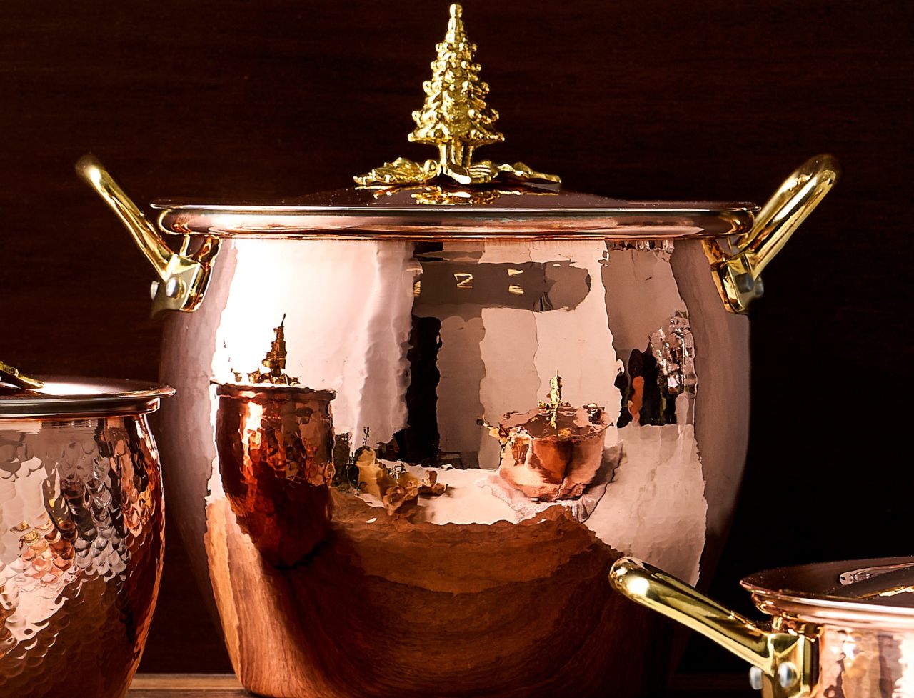 Ruffoni Historia Hammered Copper Stockpot with Tree Knob