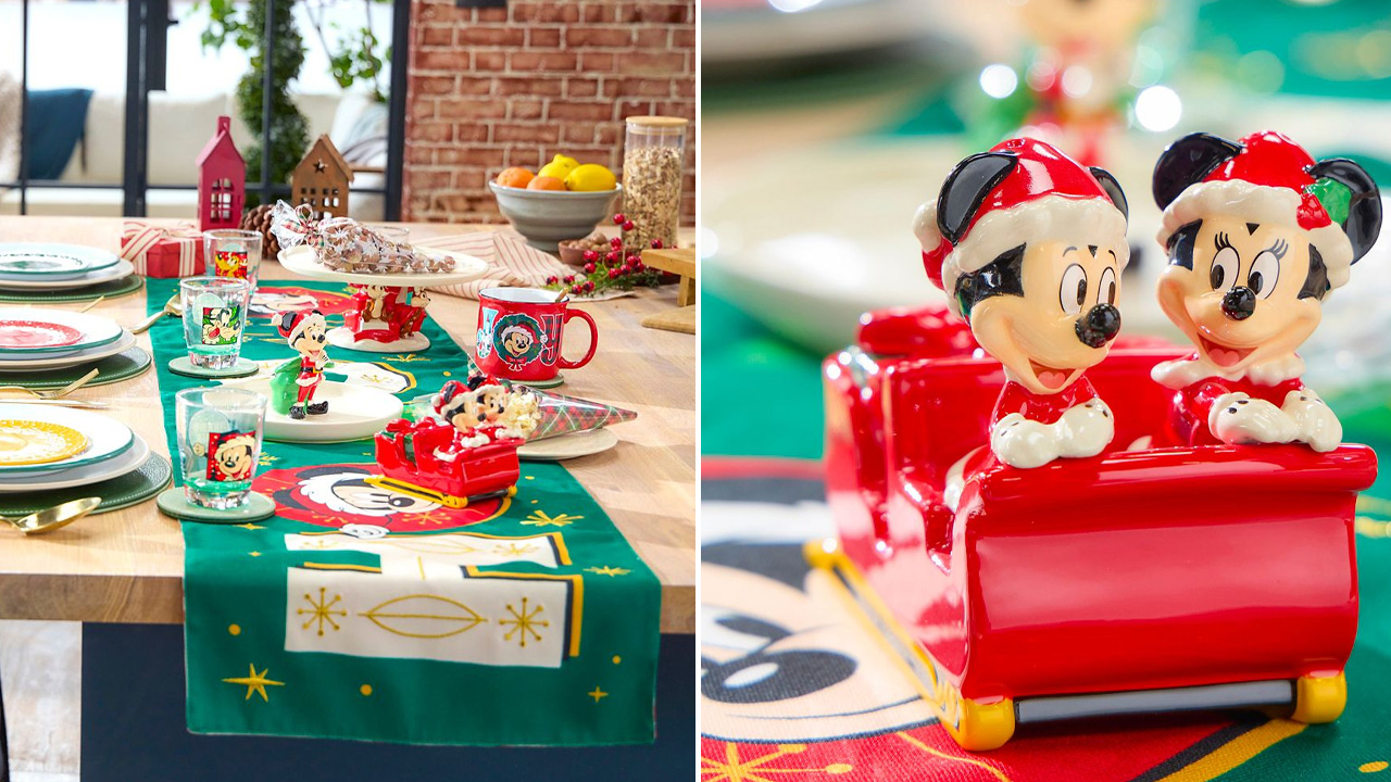 Santa Mickey and Minnie Mouse Salt and Pepper Shaker with Sleigh Set