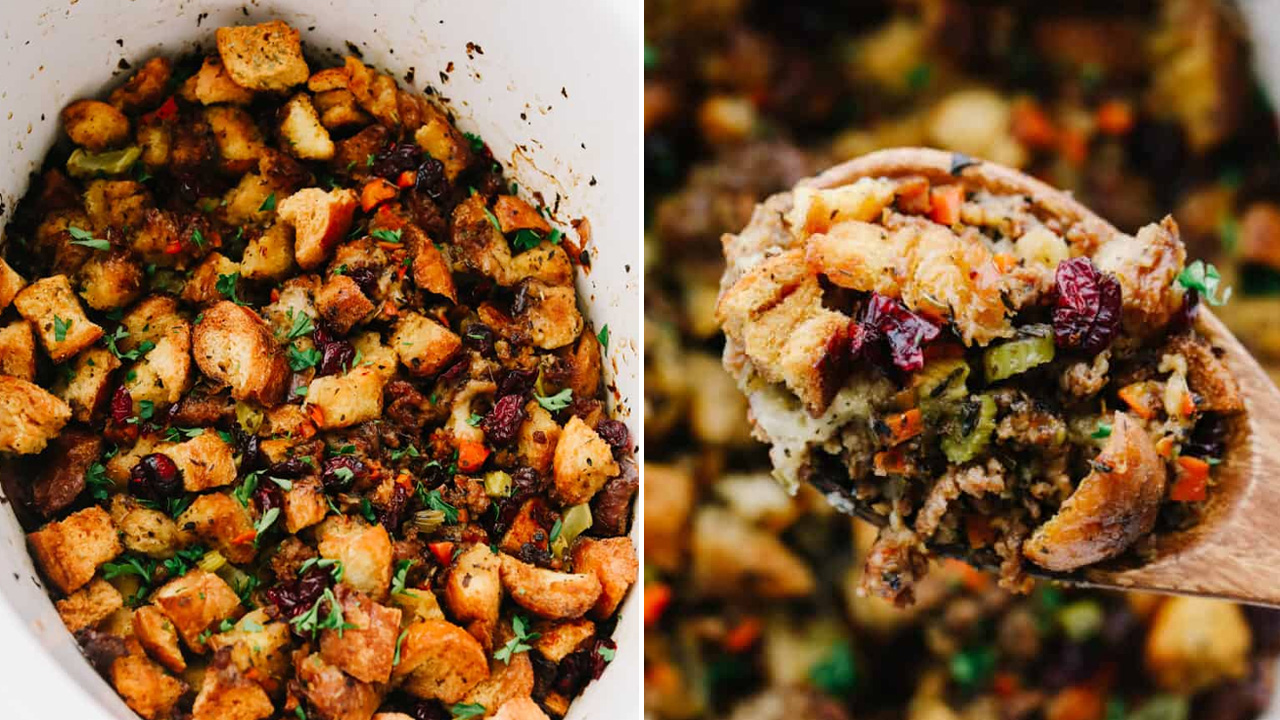 Slow Cooker Sausage Herb Stuffing