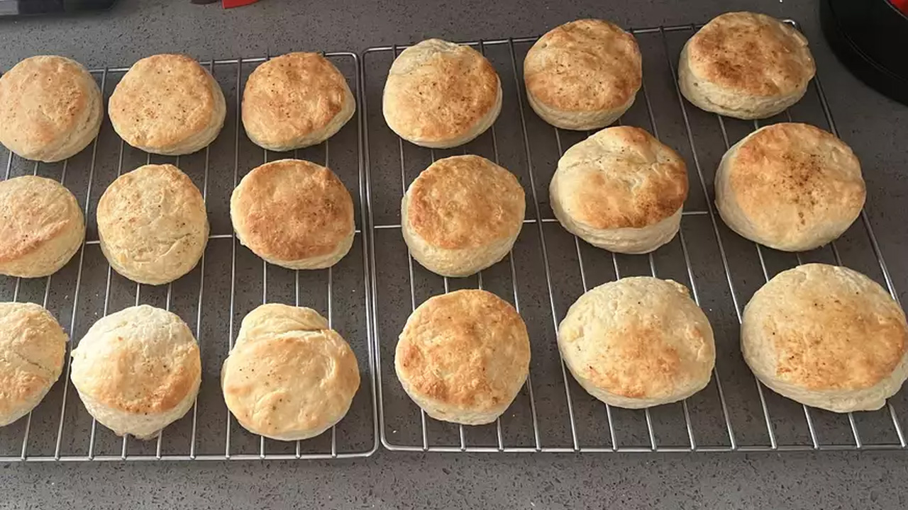 The tender potato biscuits look like large cookies
