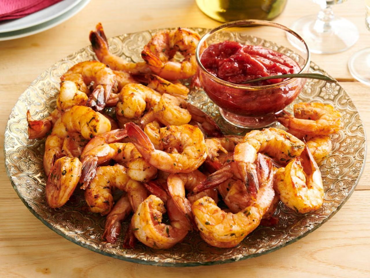 Thanksgiving Potluck Recipes - Roasted Shrimp With Cranberry Cocktail Sauce