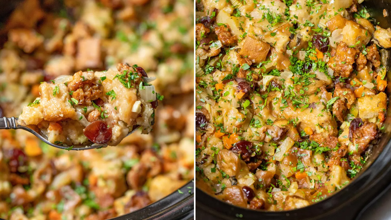 Thanksgiving-Potluck-Recipes - Slow Cooker Stuffing