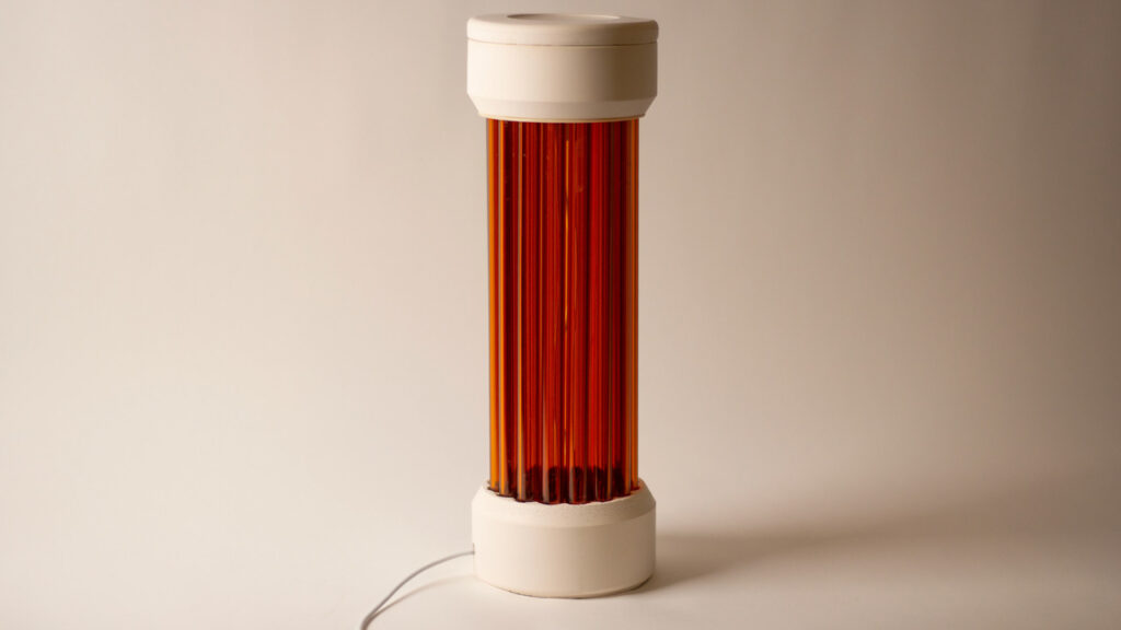 The sustainable lamp is made with locally available material