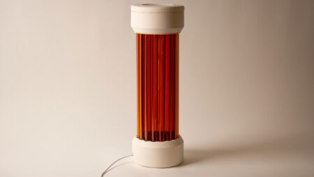The sustainable lamp is made with locally available material