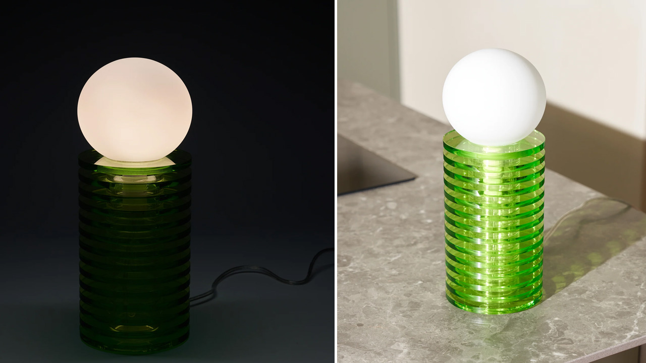 the light gets reflected in the base of the Lampake table lamp and looks like a sculptural piece when turned off