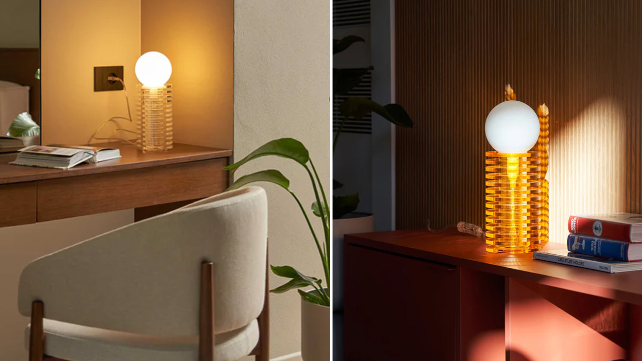 The soft light emitted by five watts bulb in the Lampcake table lamp