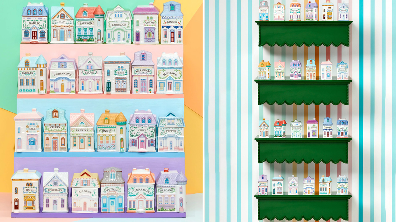 You can easily place the entire village set on the kitchen shelves.