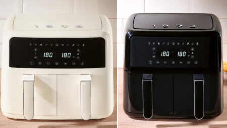 The Silvercrest Dual Basket Air Fryer features two independent baskets at competitive price
