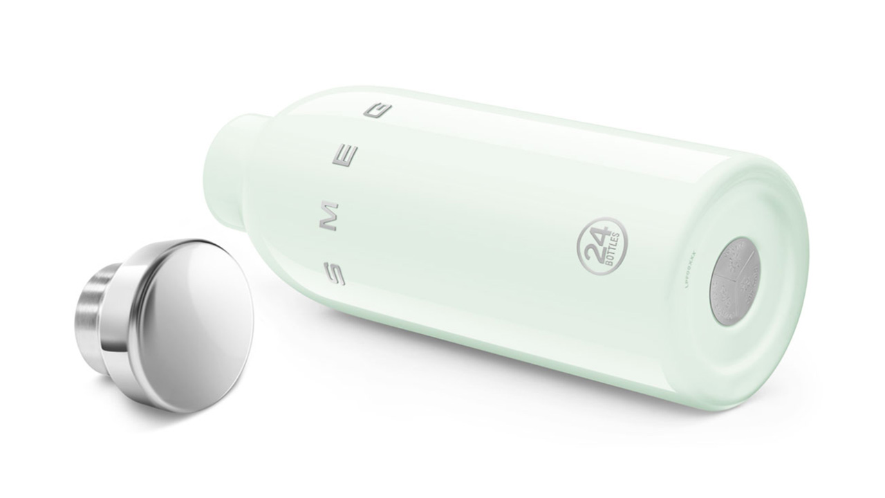 The lids of the bottle look like shiny knobs found in retro appliances