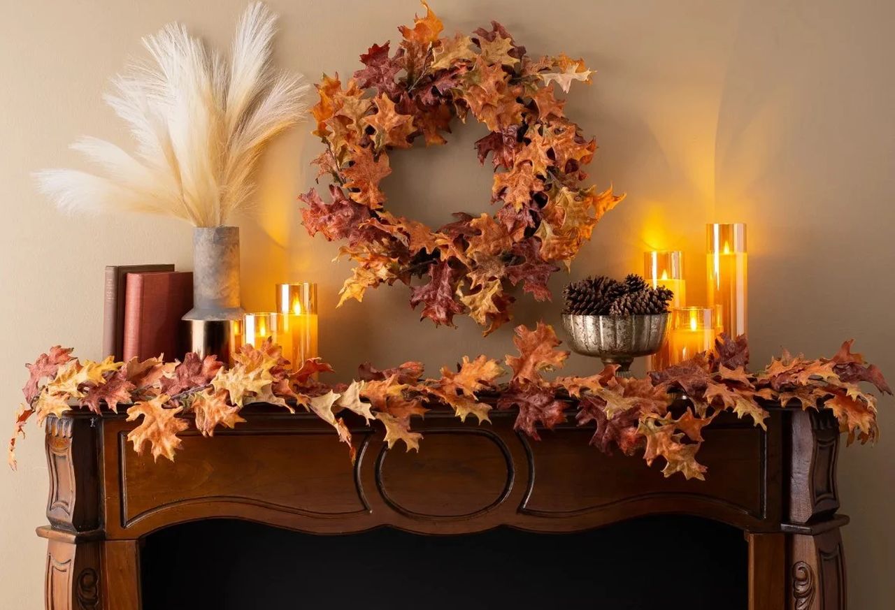 This rustic brown and yellow color palette for Thanksgiving invite nature indoors