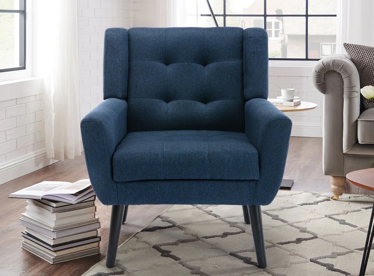 Tufted Upholstered Wide Back Armchair