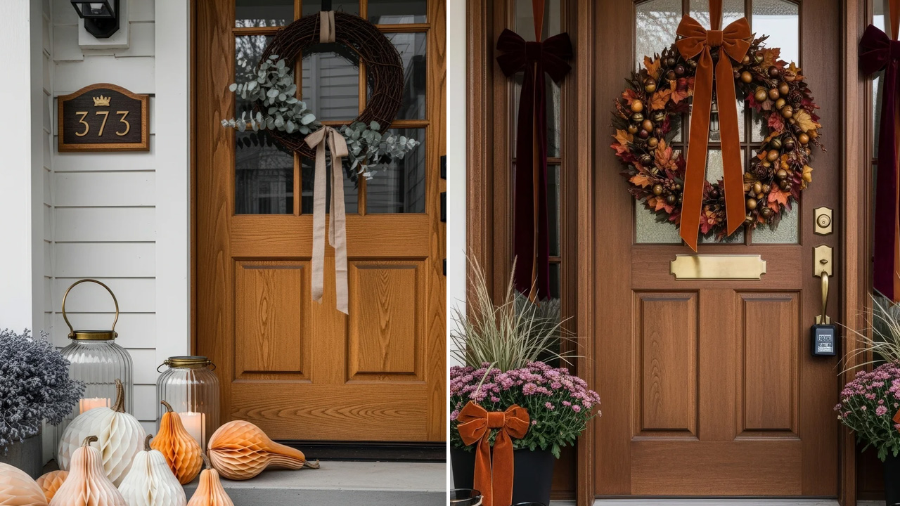 Decorations like fruits, vegetables, berries and flowers add a seasonal touch to fall decor.