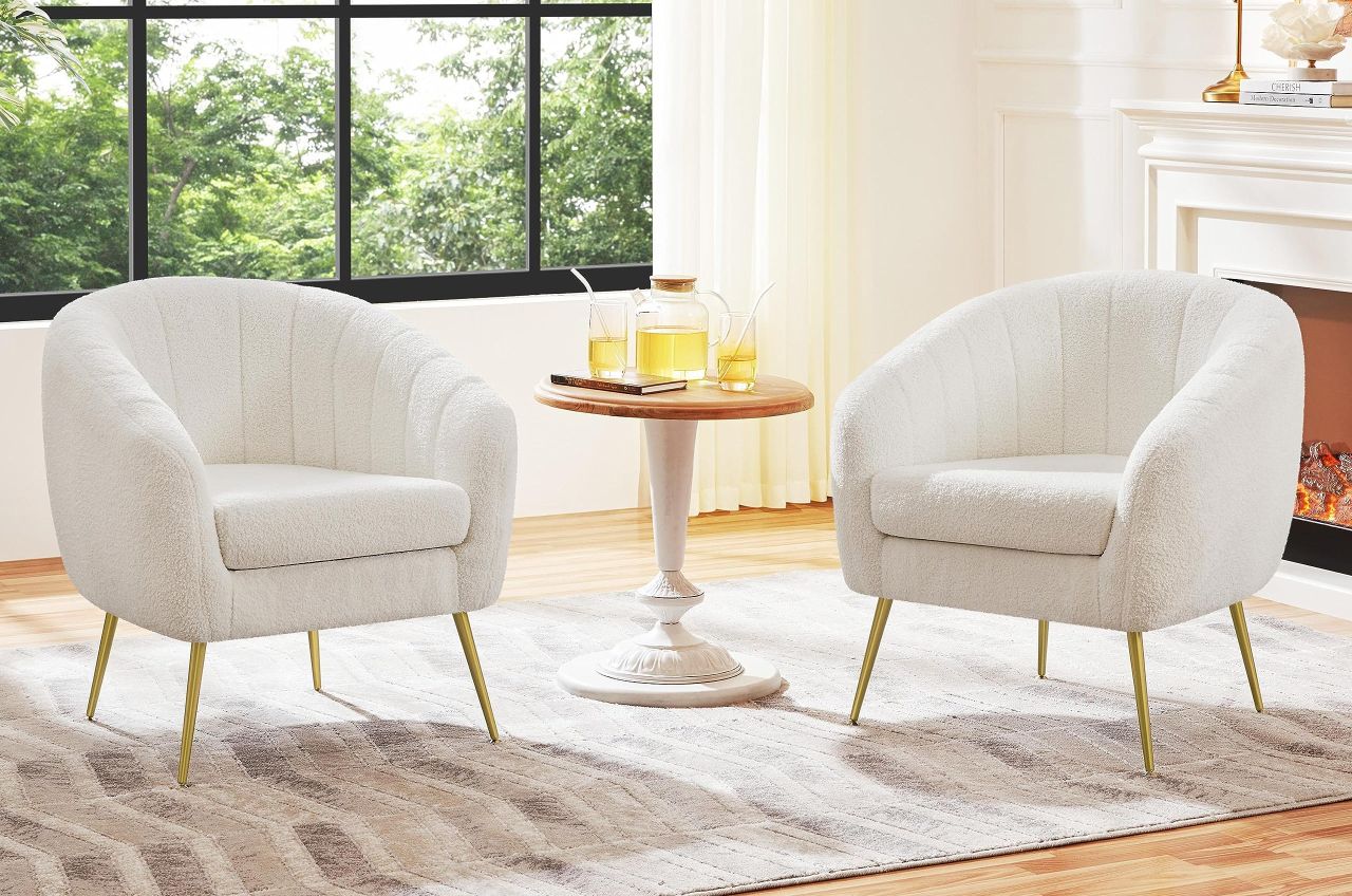 Yaheetech Sherpa Fabric Accent Chair