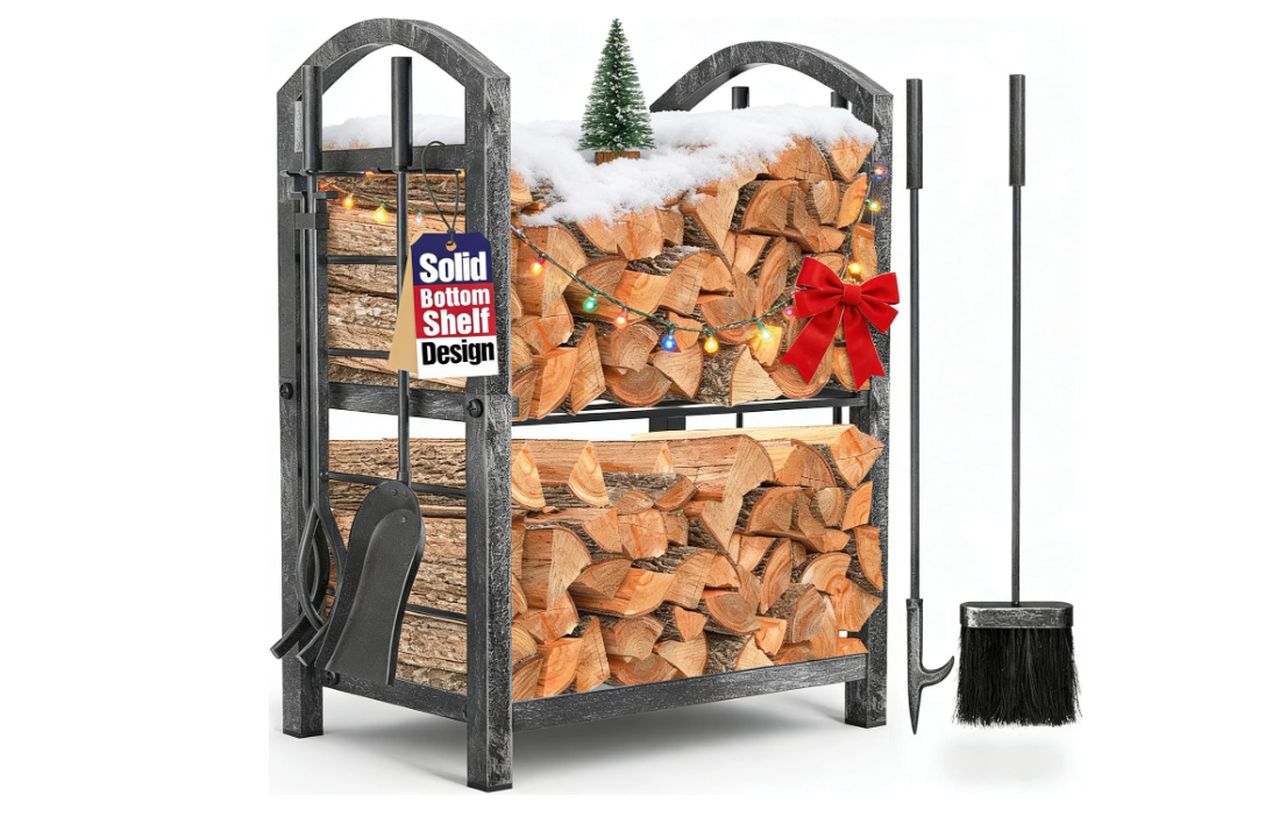 AMAGABELI GARDEN & HOME Indoor Firewood Rack with Tools