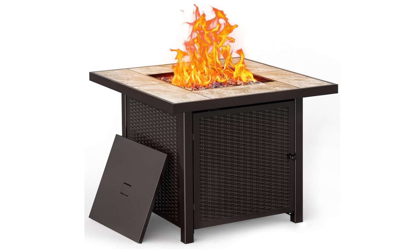 BALI OUTDOORS 32-Inch Square Propane Fire Pit Table