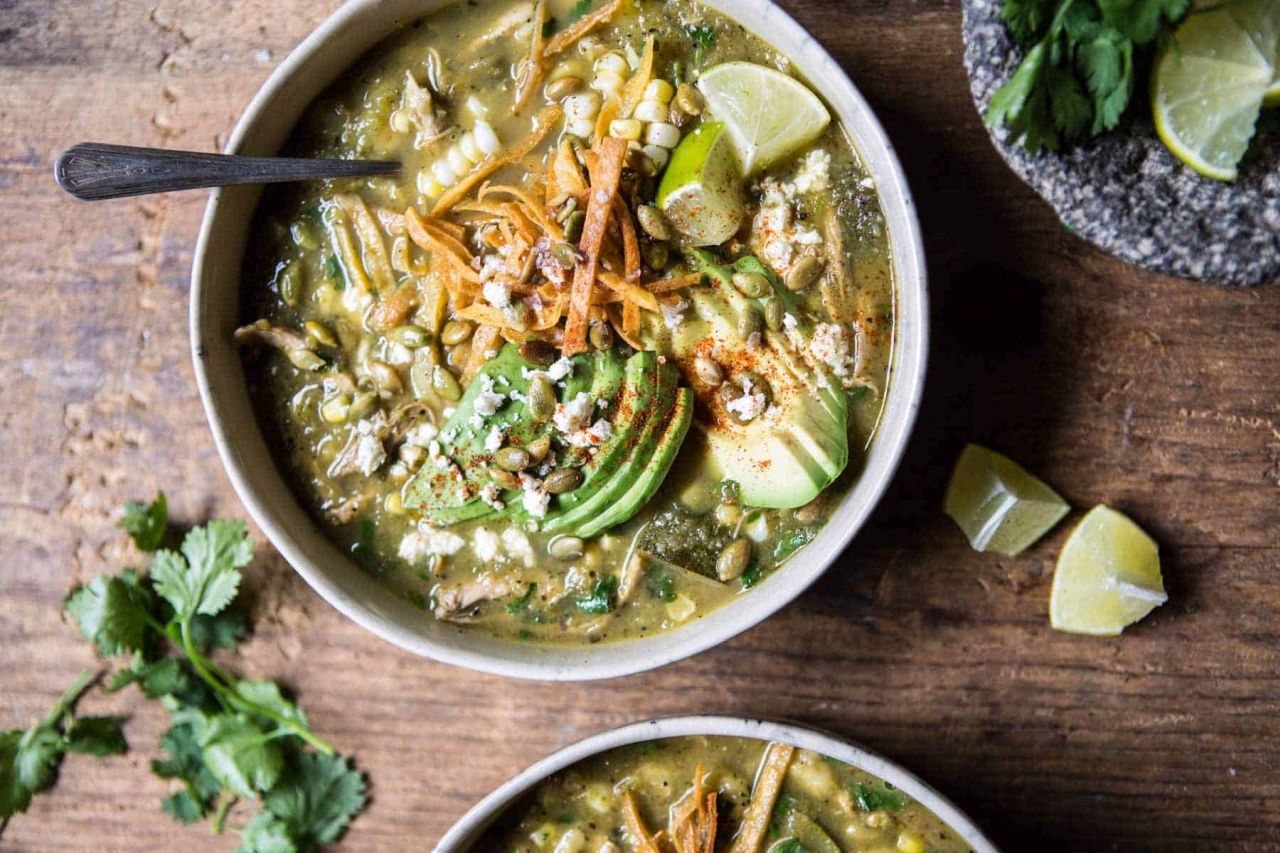 Crockpot Salsa Verde Chicken Pozole