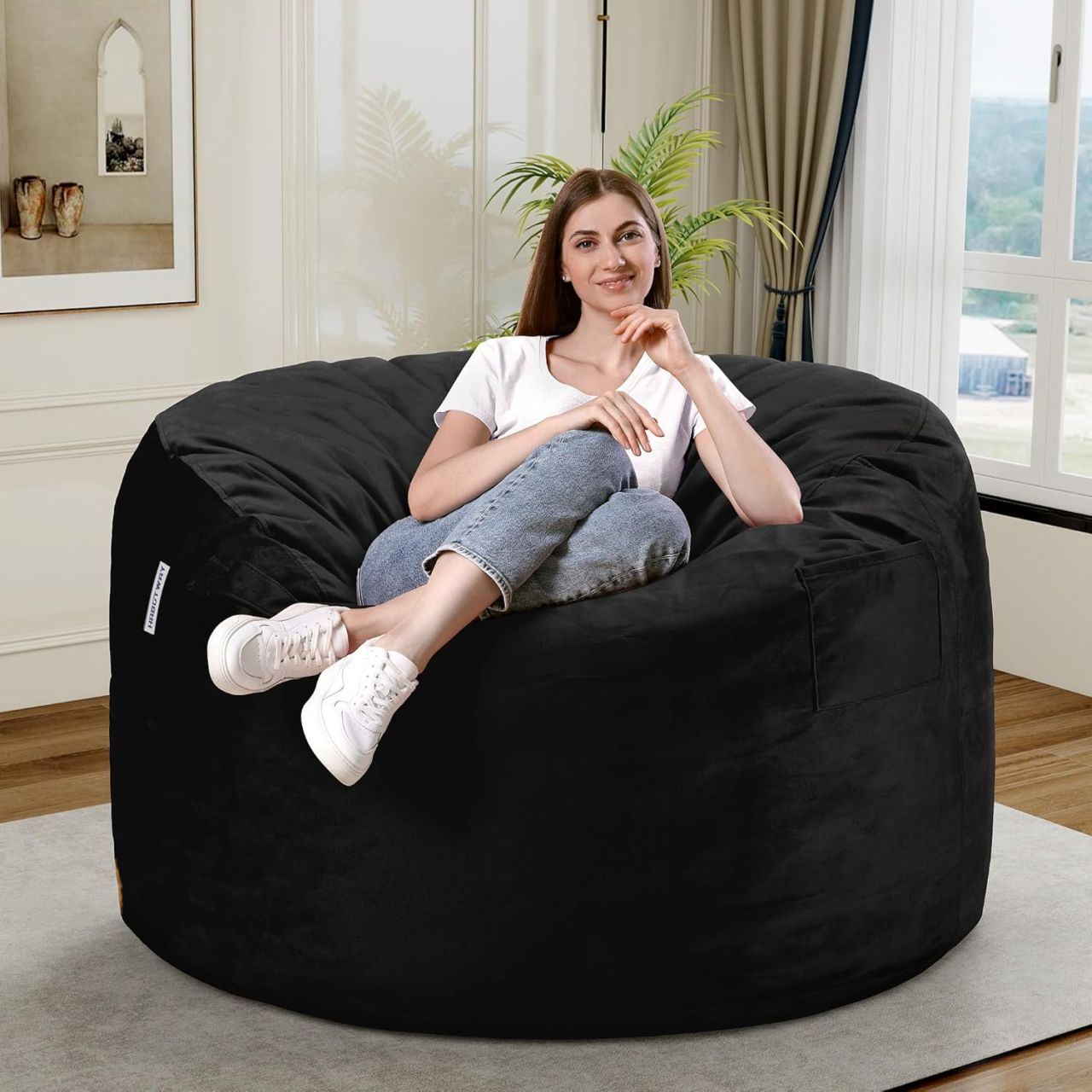 HABUTWAY 3Ft Bean Bag Chair with Memory Foam
