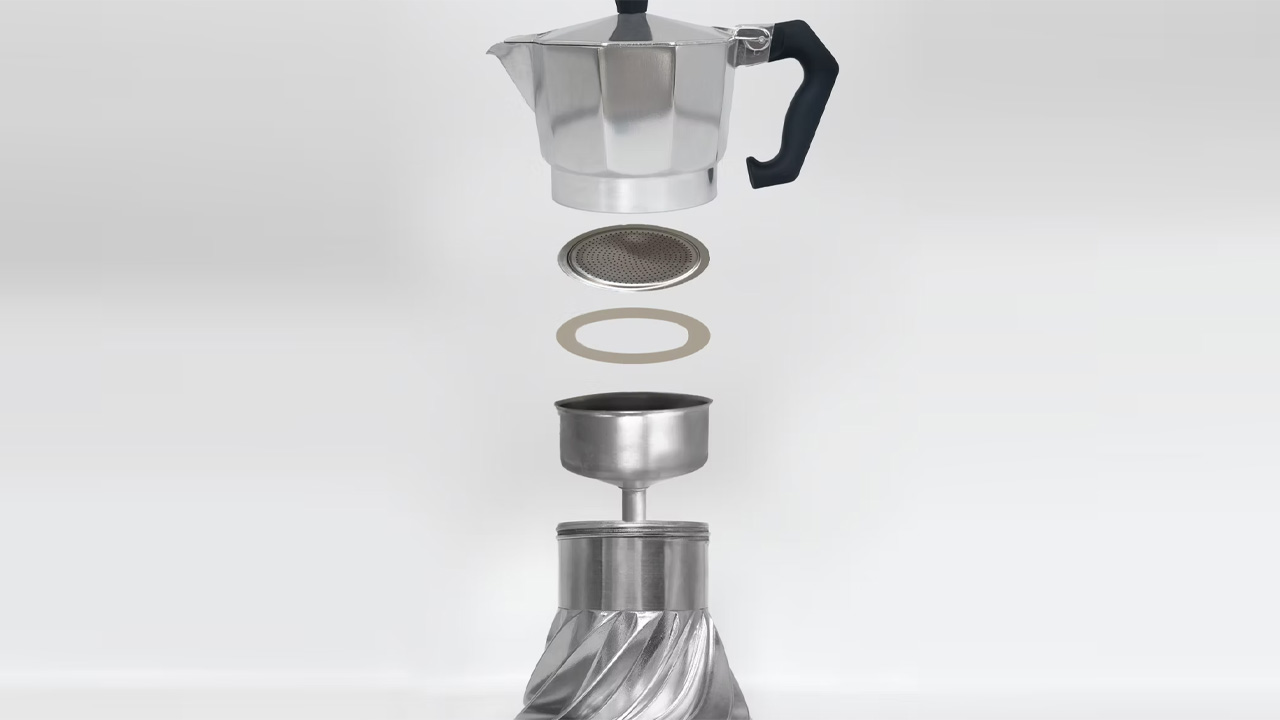 Matteo Frontini Re-Imagines Classic Moka Pot With Helical Spiral Heating Chamber