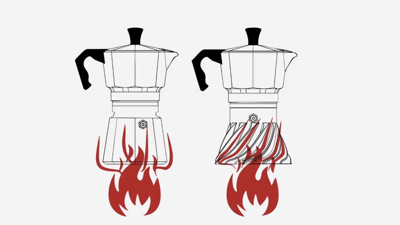Matteo Frontini Re-Imagines Classic Moka Pot With Helical Spiral Heating Chamber