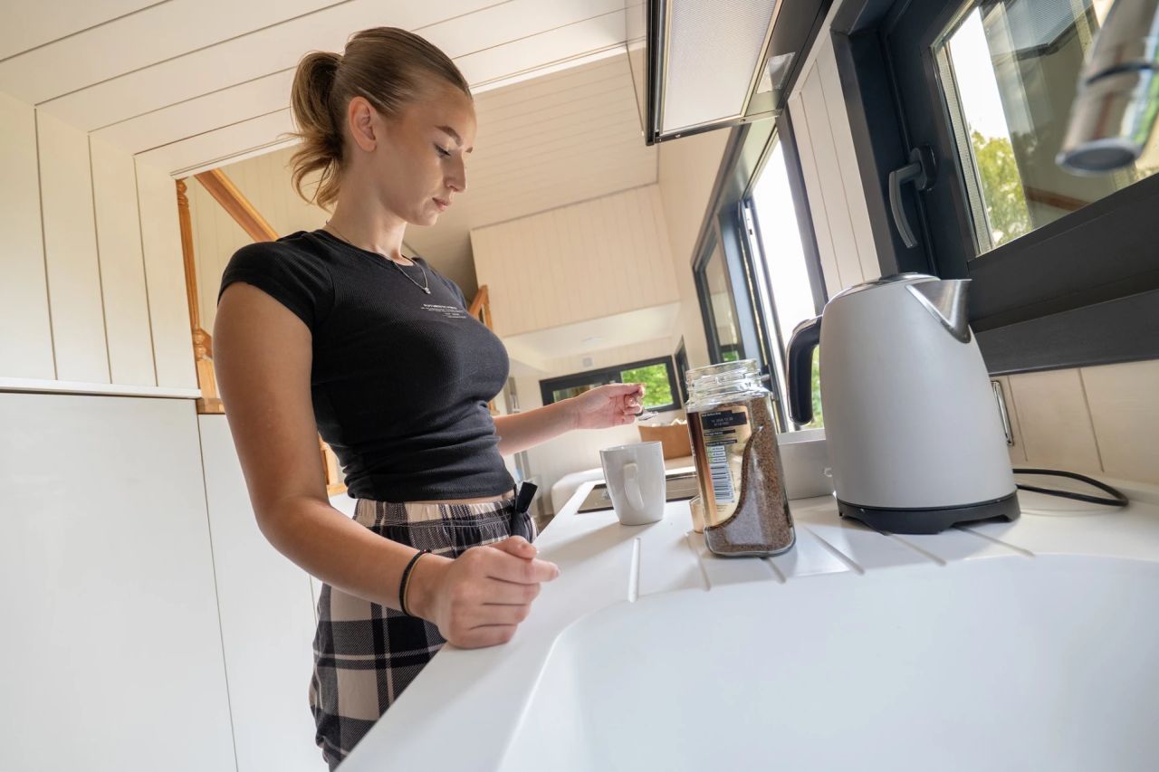 Miami Two Storey Tiny House Sleeps up to Six People  - kitchen countertop with induction top 